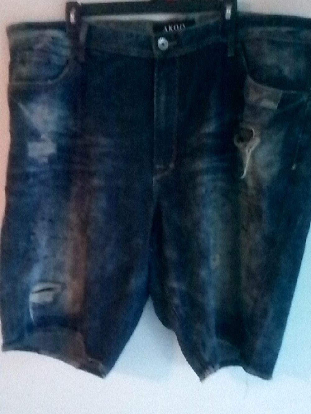 Akoo Distressed Dark Blue Denim Cutoff Shorts